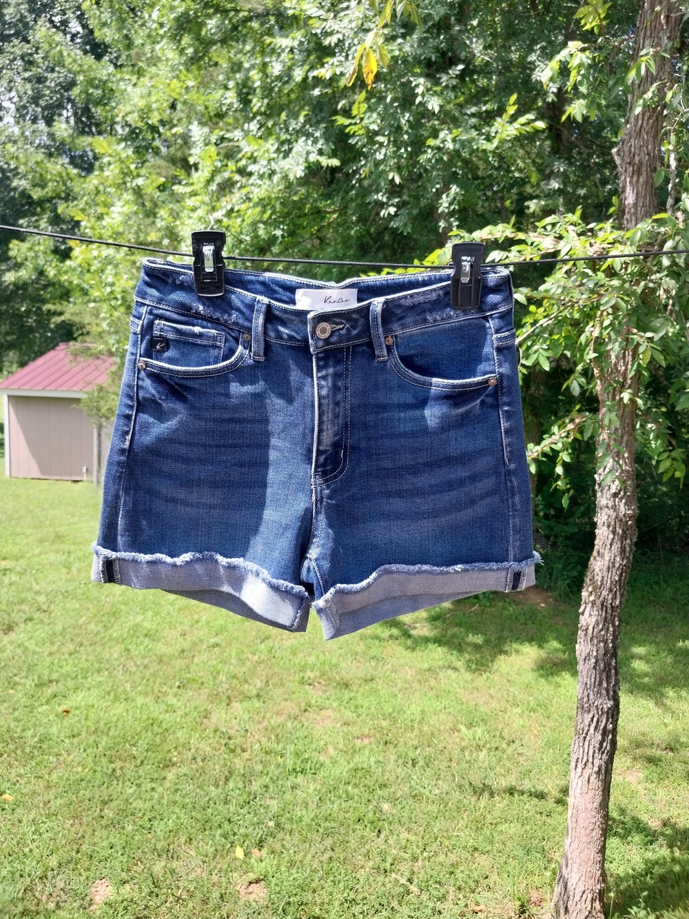 KanCan Medium Blue Rolled Hem Denim Shorts